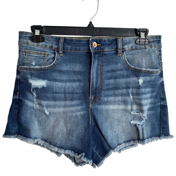 Ariya Jeans Shorts Distressed Raw Frayed Hem Womens Size 13 / 31 Stretch Denim - Picture 1 of 15